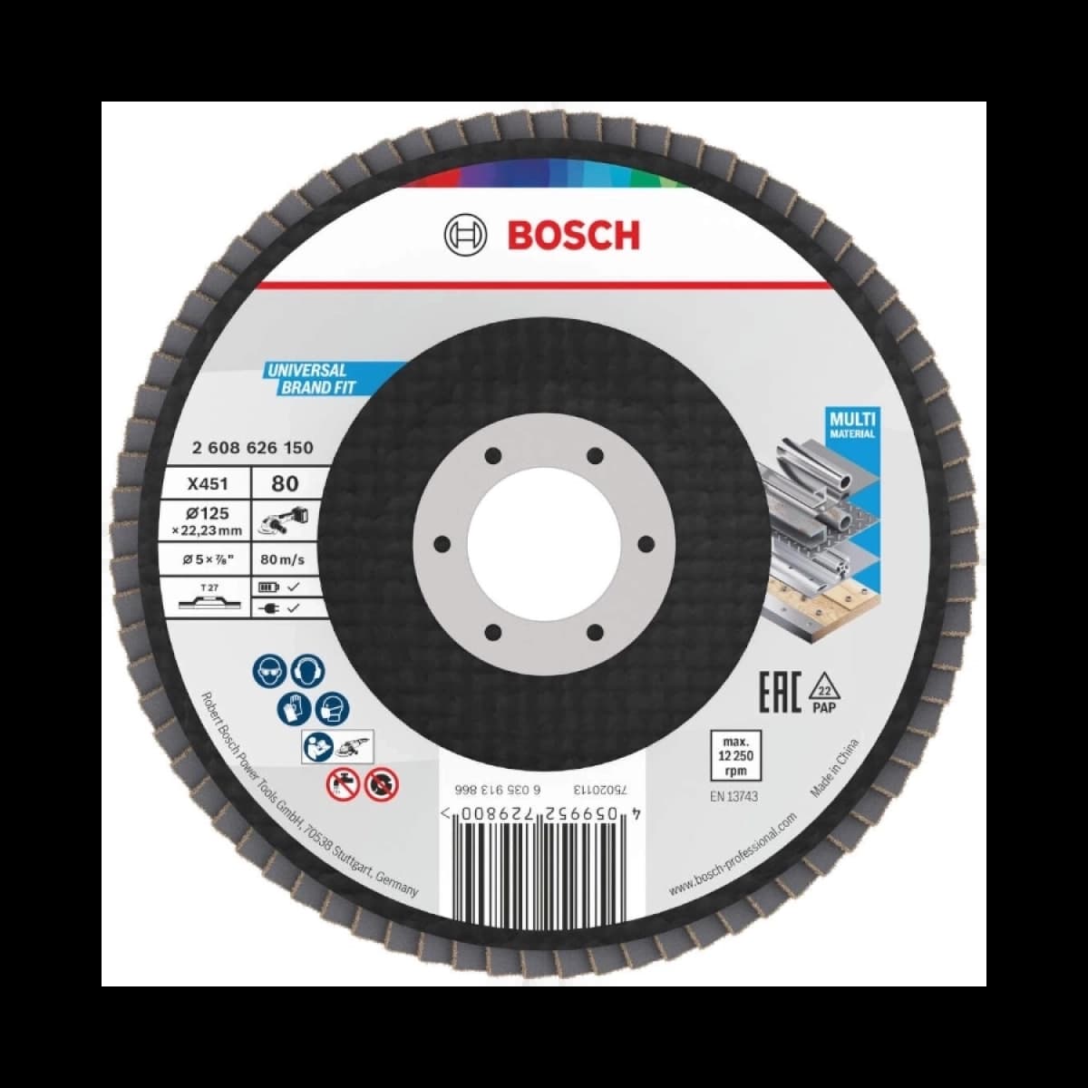 BOSCH X451 Lamelasti disk Fi 125 T27 G80 rav