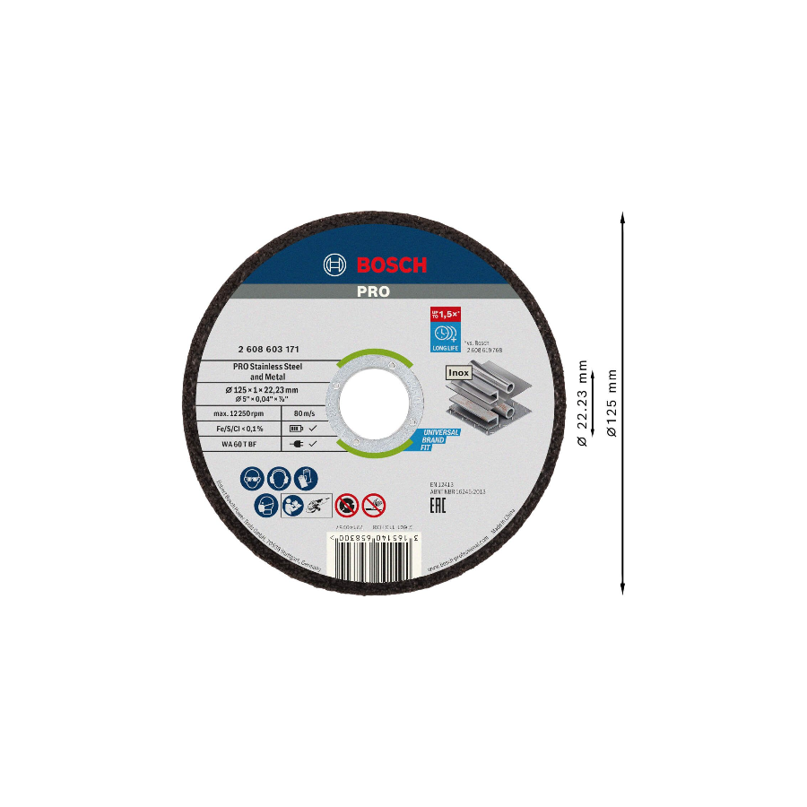 BOSCH REZ.PL. INOX 125x1x22 RAPIDO Ecomex