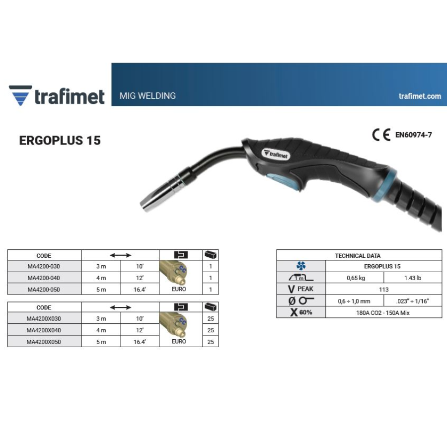 TRAFIMET MIG MAG GORIONIK ERGOPLUS 15 3 metra EURO Ecomex