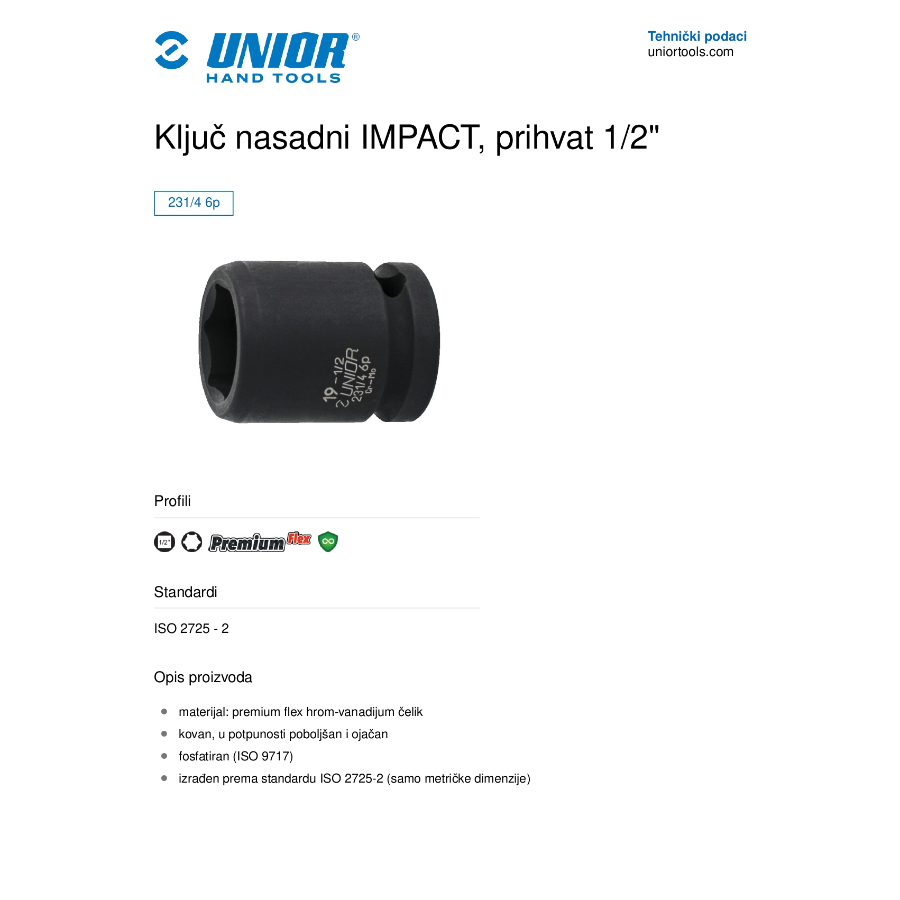 UNIOR KLJUČ NASADNI IMPACT 15 1/2