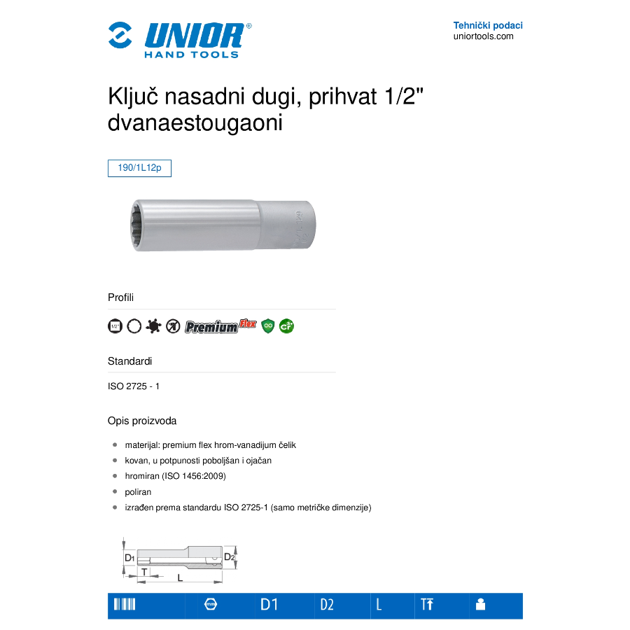 UNIOR KLJUČ NASADNI DUGI 27 1/2
