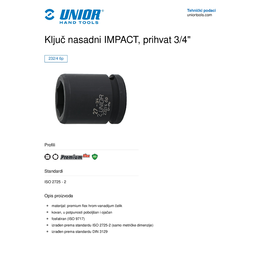 UNIOR KLJUČ NASADN IMPACT 30 3/4