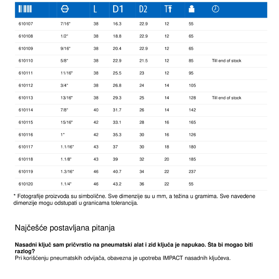 UNIOR KLJUČ NASADNI 27 1/2