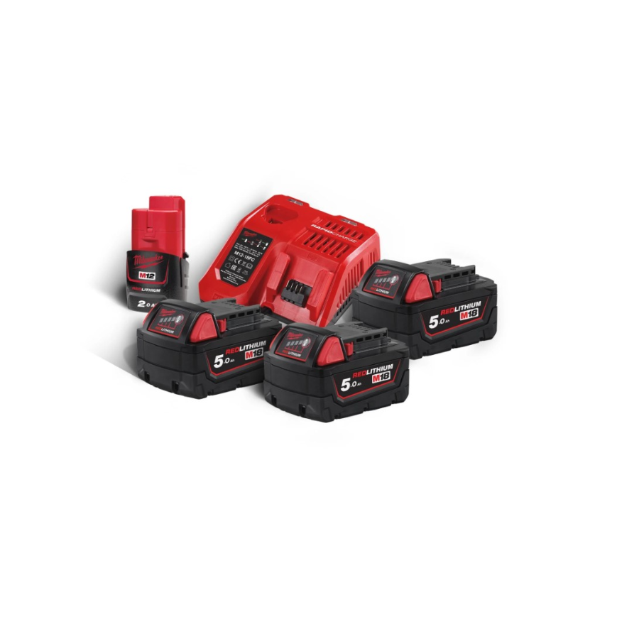 MILWAUKEE PUNJAČ+3 BATERIJE 5AH M18NRG-503 Ecomex