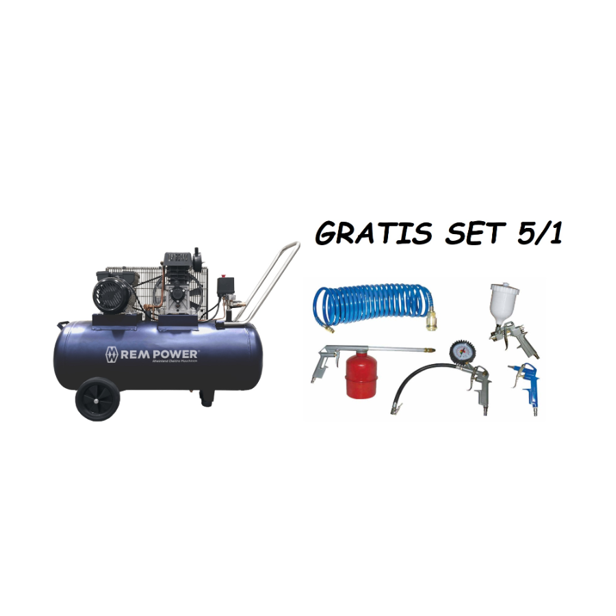 REM POWER KOMPRESOR E349/8/100-230V-3HP + SET 5