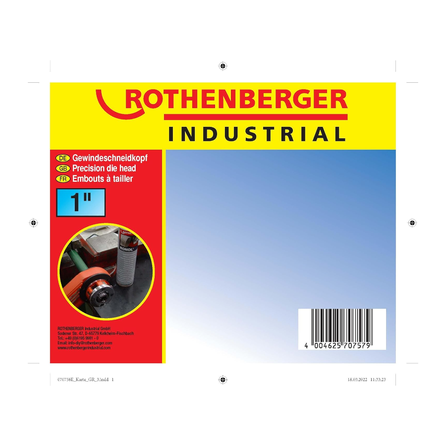 ROTHENBERGER GLAVA ZA NAREZIVANJE NAVOJA BSP 1