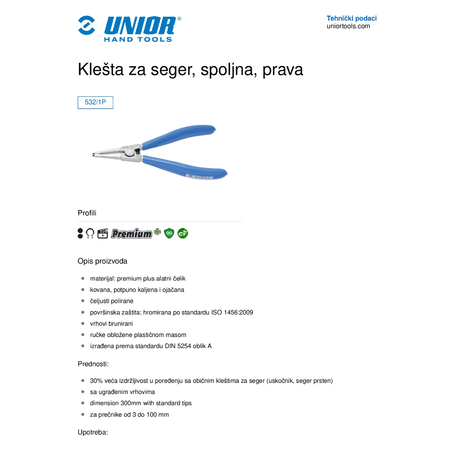 UNIOR KLEŠTA ZEGER 140 3-10 U532PLUS/1DP Ecomex