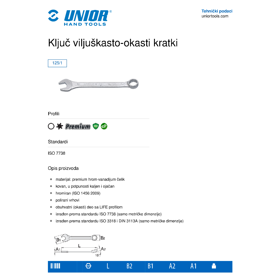 UNIOR KLJUČ VILJUŠKASTO OKASTI 24 U125/1 Ecomex