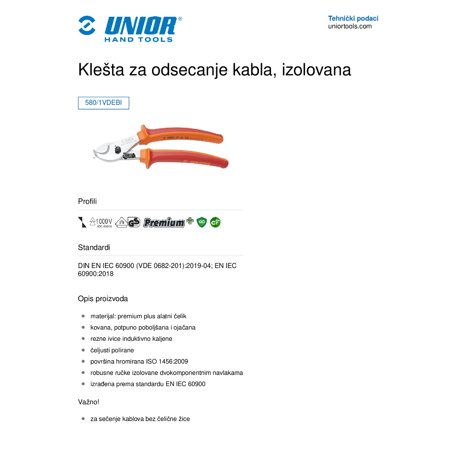 UNIOR MAKAZE ZA KABLOVE 230 U580VDE BI Ecomex