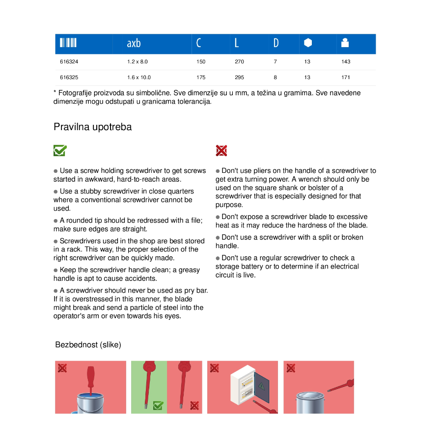 UNIOR ODVIJAČ RAVNI 1.6X10X175 U600 CR Ecomex