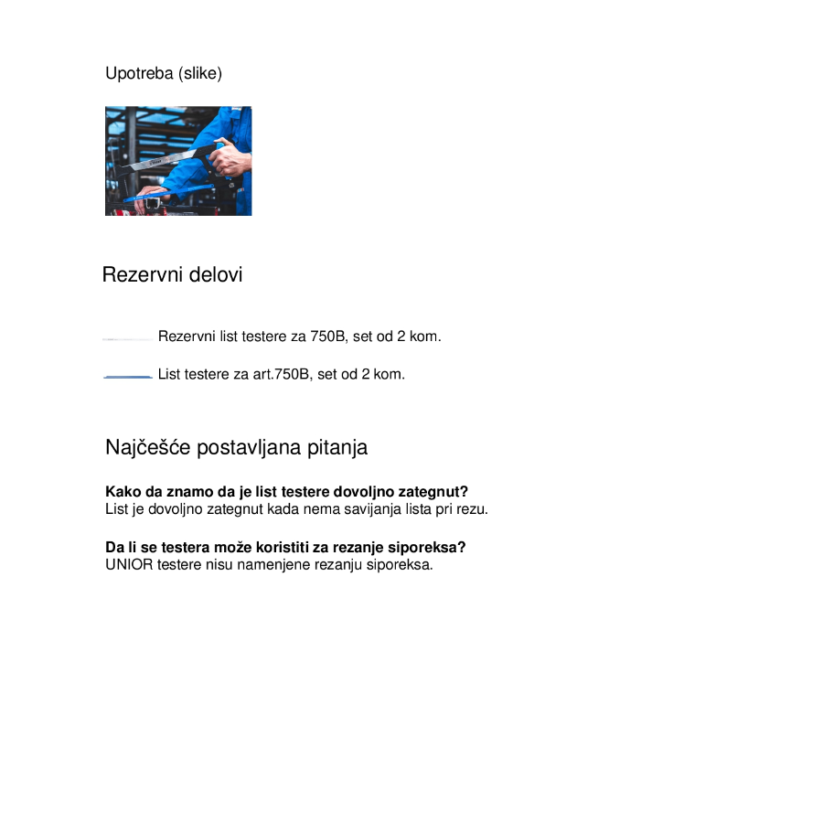 UNIOR RAM ZA TESTERU 400 U750 B Ecomex