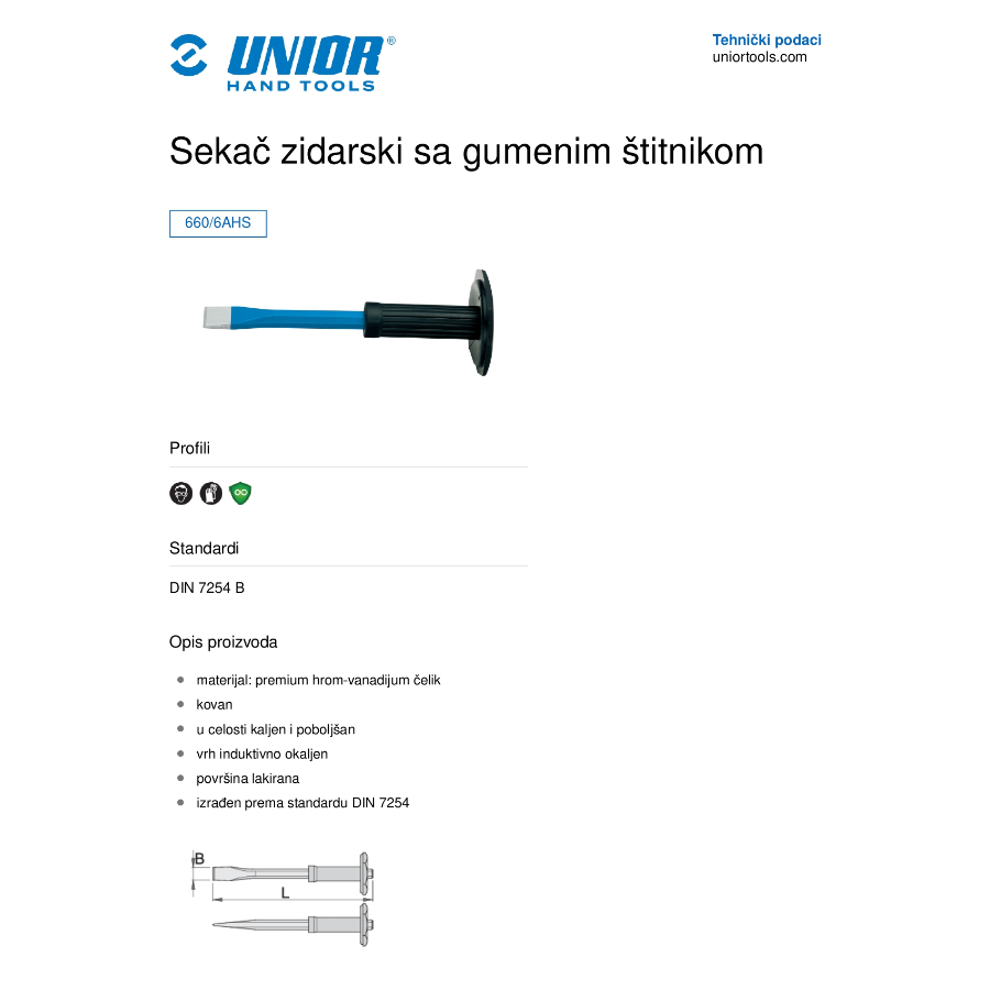 UNIOR SEKAČ ZIDARSKI SA GUM ŠTIT 250 U660/6AHS Ecomex