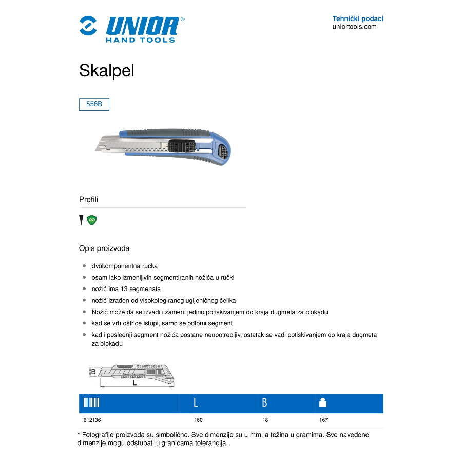 UNIOR SKALPEL 160 U556B Ecomex