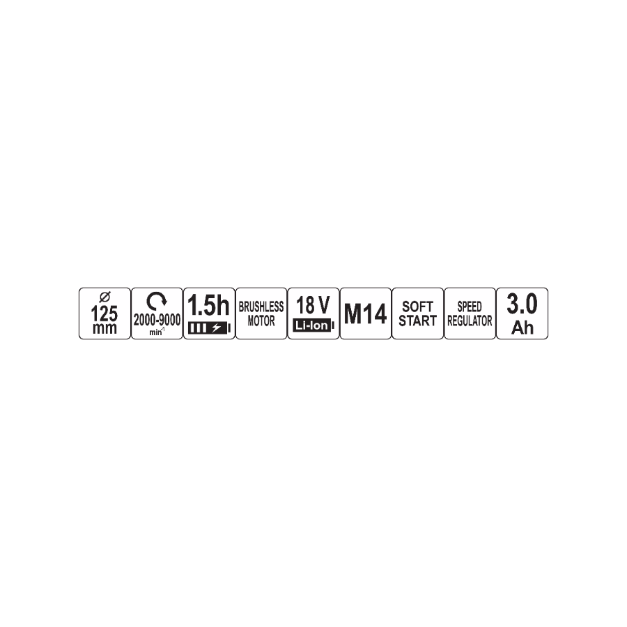 YATO AKU UGAONA BRUSILICA 125 mm 18 V 1bat x 3 Ah Ecomex