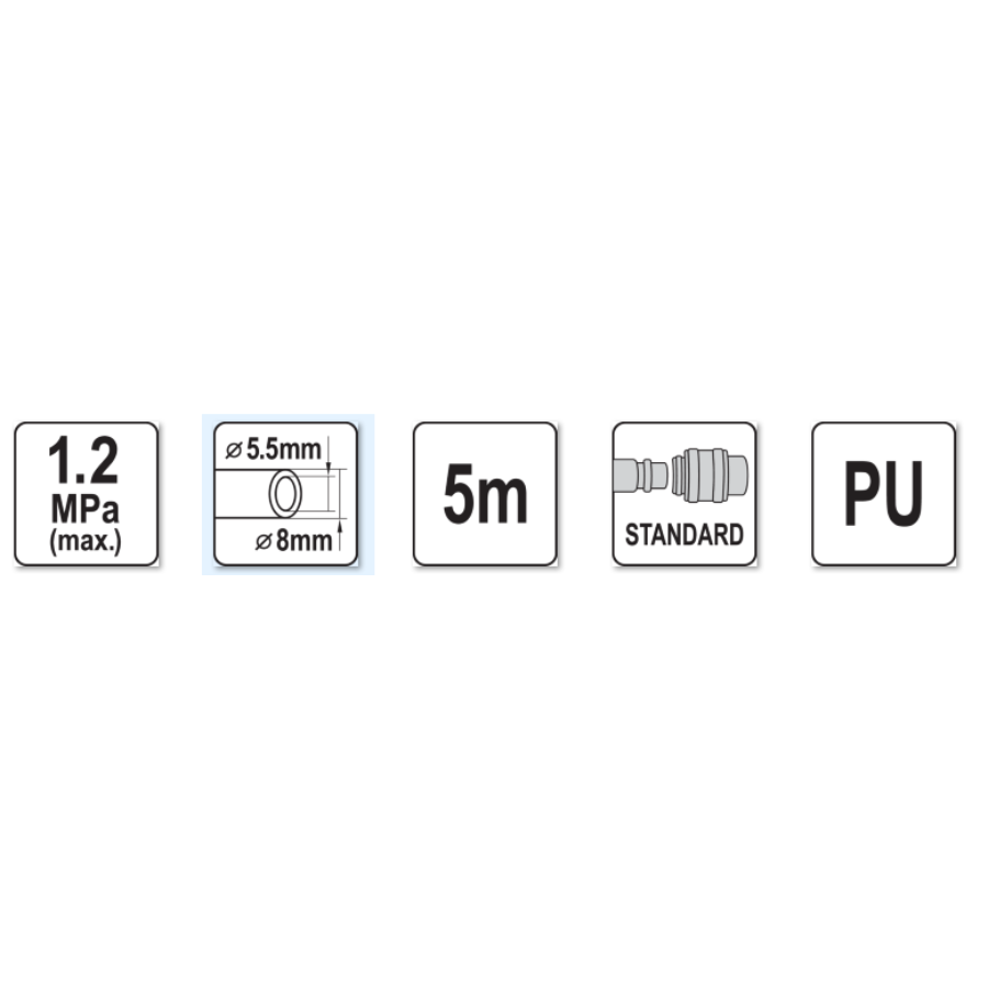 YATO CREVO SPIRALNO PU 5,5x8/5m Ecomex