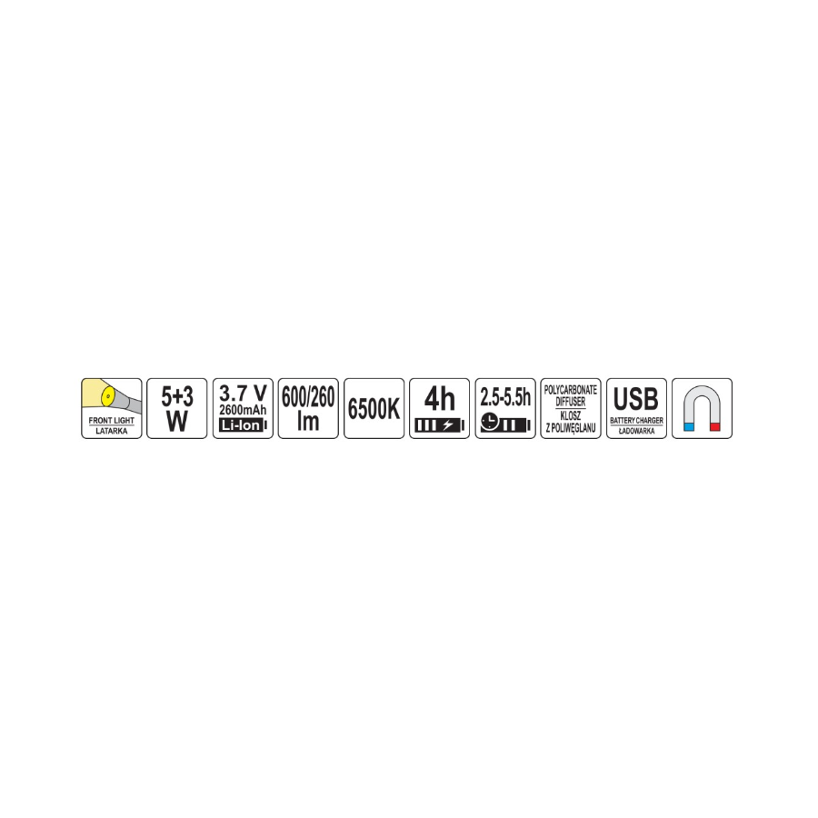 YATO WORKSHOP LAMP COB LED 5W + 3W Ecomex